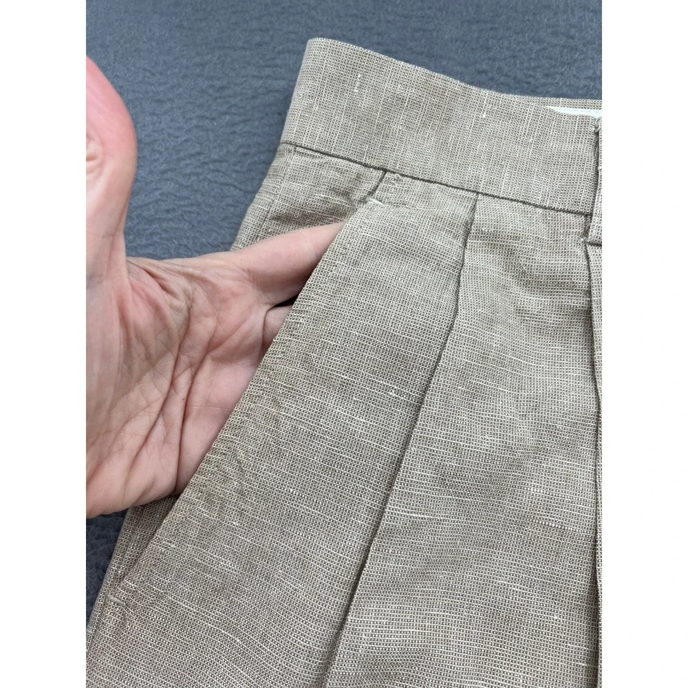 Structure Pants Mens 36x30 Khaki Linen Blend Pleated High Rise Dress Trousers